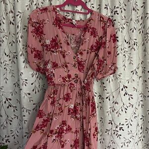 Xhilaration Red Puff Sleeve Midi Sundress